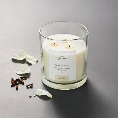 Clear Glass Masala Rose Candle White - Threshold™ Designed With Studio McGee 3 Clear Glass Masala Rose Candle White - Threshold™ Designed With Studio McGee