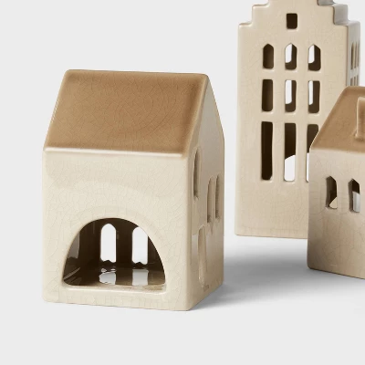 3pc Ceramic House LED Tea Light Holder Set - Threshold™ Designed With Studio McGee 4 3pc Ceramic House LED Tea Light Holder Set - Threshold™ Designed With Studio McGee - Image 2