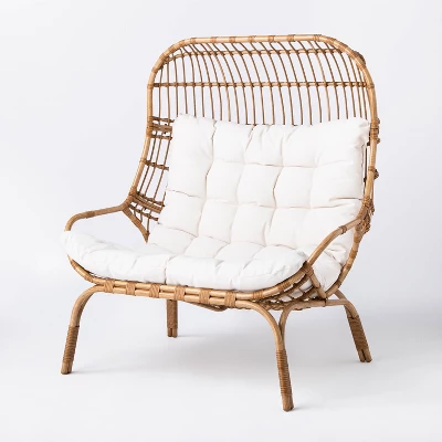 Wicker & Metal Outdoor Patio Chair, Egg Chair Natural - Threshold™ Designed With Studio McGee 3 Wicker & Metal Outdoor Patio Chair, Egg Chair Natural - Threshold™ Designed With Studio McGee