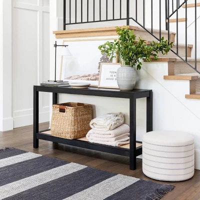 Console Table With Woven Rattan Shelf Black - Threshold™ Designed With Studio McGee 9 Console Table With Woven Rattan Shelf Black - Threshold™ Designed With Studio McGee - Image 7
