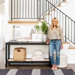Console Table With Woven Rattan Shelf Black - Threshold™ Designed With Studio McGee 20 Console Table With Woven Rattan Shelf Black - Threshold™ Designed With Studio McGee -Home Series GUEST 8850858f 6d86 4502 8112 f583beb8eb20
