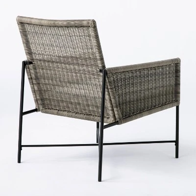 2pc Wicker & Metal X-Frame Outdoor Patio Chairs, Club Chairs Gray - Threshold™ Designed With Studio McGee 4 2pc Wicker & Metal X-Frame Outdoor Patio Chairs, Club Chairs Gray - Threshold™ Designed With Studio McGee - Image 2
